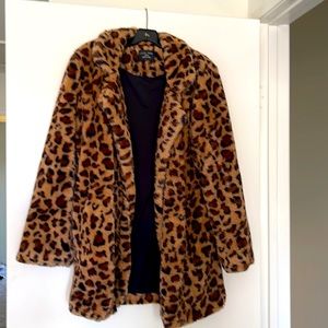 Faux fur swing coat